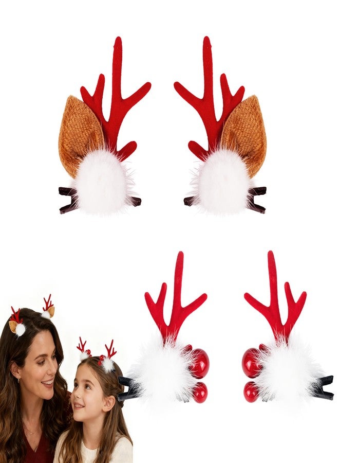 TOECWEGR Deer Antler Headbands Christmas Flower Branches Hair Clips Hoop Reindeer Antlers Headband Photo Shoot Forest Holiday Beauty Headdress - Image 1