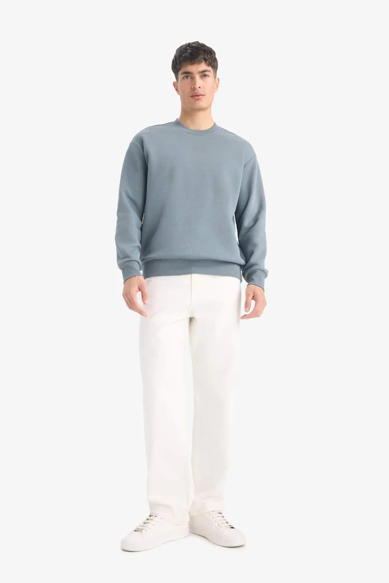 DeFacto Relax Fit Crew Neck Thick Basic Sweatshirt