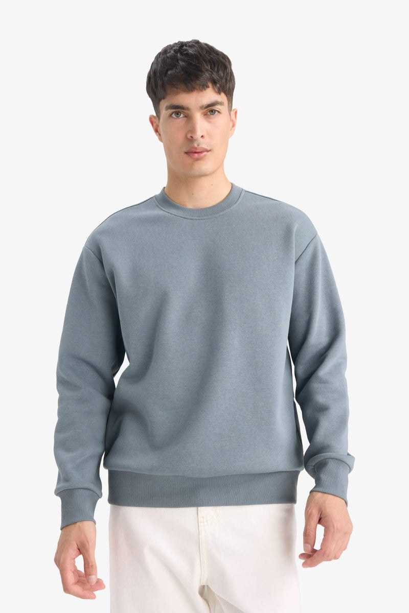 DeFacto Relax Fit Crew Neck Thick Basic Sweatshirt - Image 1