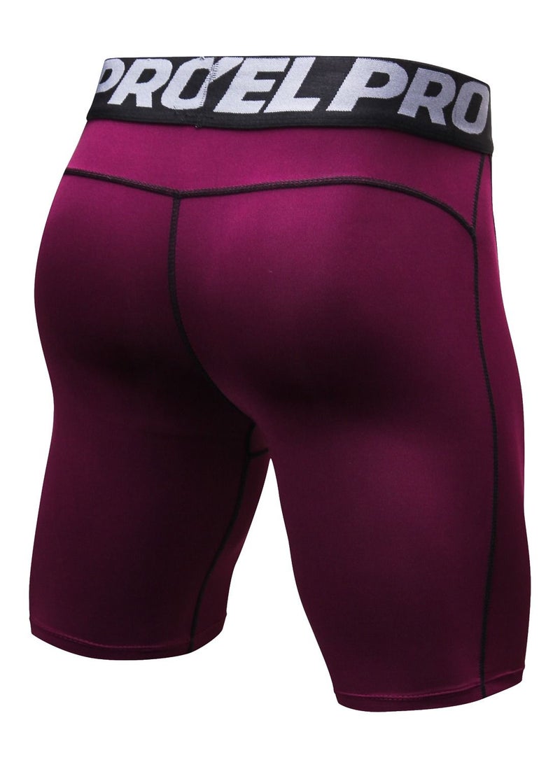 Loquat - Men Quick Dry Breathable Elastic Shorts Burgundy - Image 1