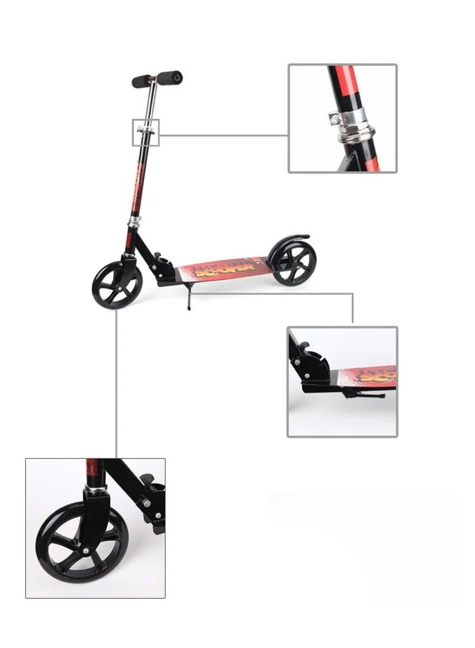 StarKids 2 Wheel Folding Hand Scooter Made of Aluminum Frame, Adjustable to 3 Heights with Rear Foot Brake (Black) - Image 3