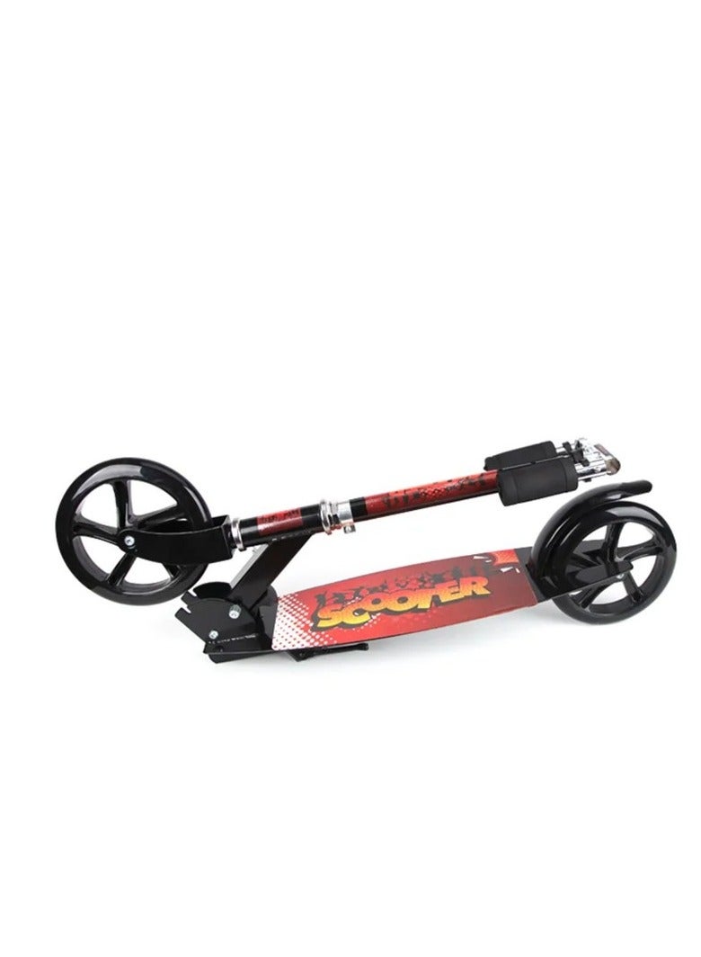 StarKids 2 Wheel Folding Hand Scooter Made of Aluminum Frame, Adjustable to 3 Heights with Rear Foot Brake (Black) - Image 4