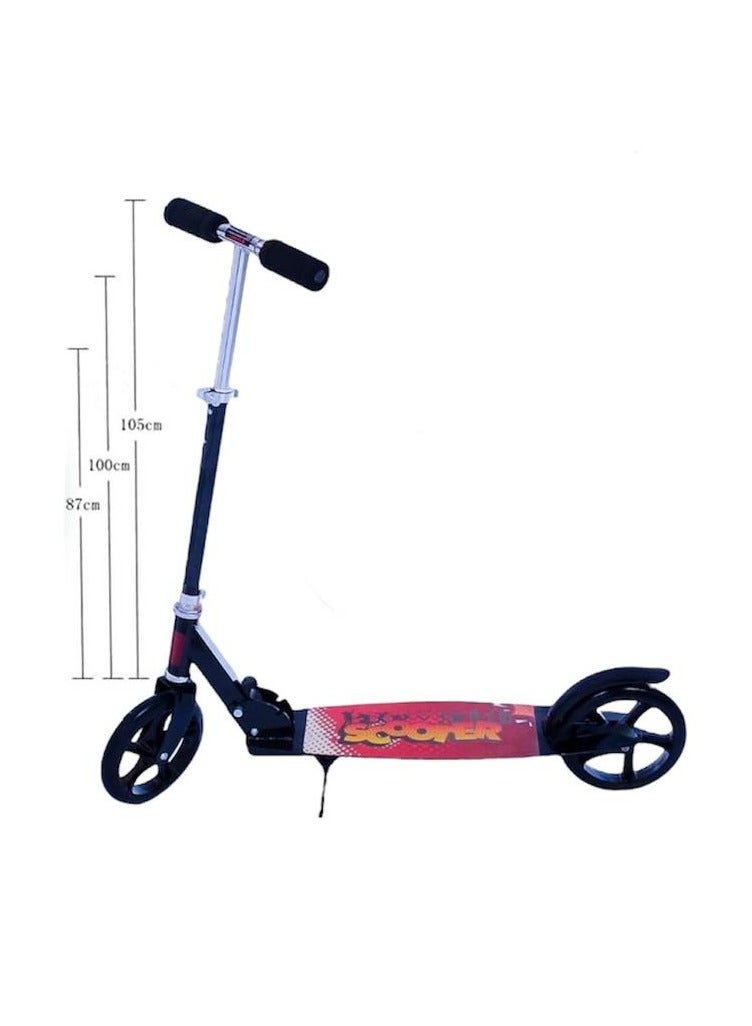 StarKids 2 Wheel Folding Hand Scooter Made of Aluminum Frame, Adjustable to 3 Heights with Rear Foot Brake (Black) - Image 1