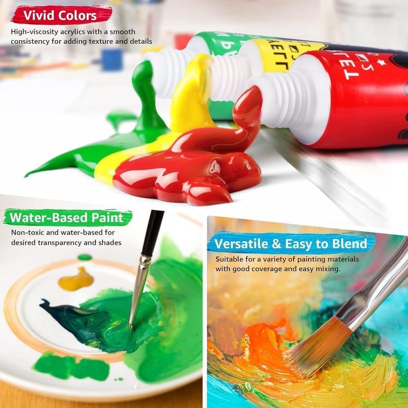 Colorful Stain Glass Paint Set with 6 Brushes, 1 Palette, 24 Color Waterproof Acrylic Enamel Painting Kit for Kids to Arts on Transparent Wine Glasses, Light Bulbs, Windows and Ceramics - Image 3