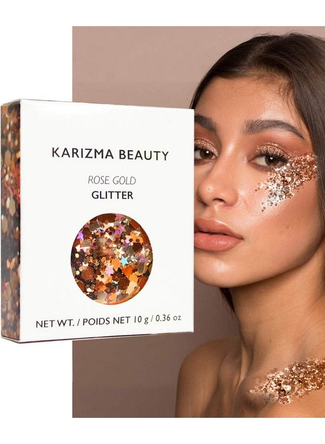 KARIZMA glitter الذهب الوردي. 10G جليتر وجه سميك جليتر شعر جليتر عين وجليتر جسم للنساء. ملحقات مهرجان جليتر ريف. جليتر تجميلي. مجموعة جليتر فضفاضة - Image 1