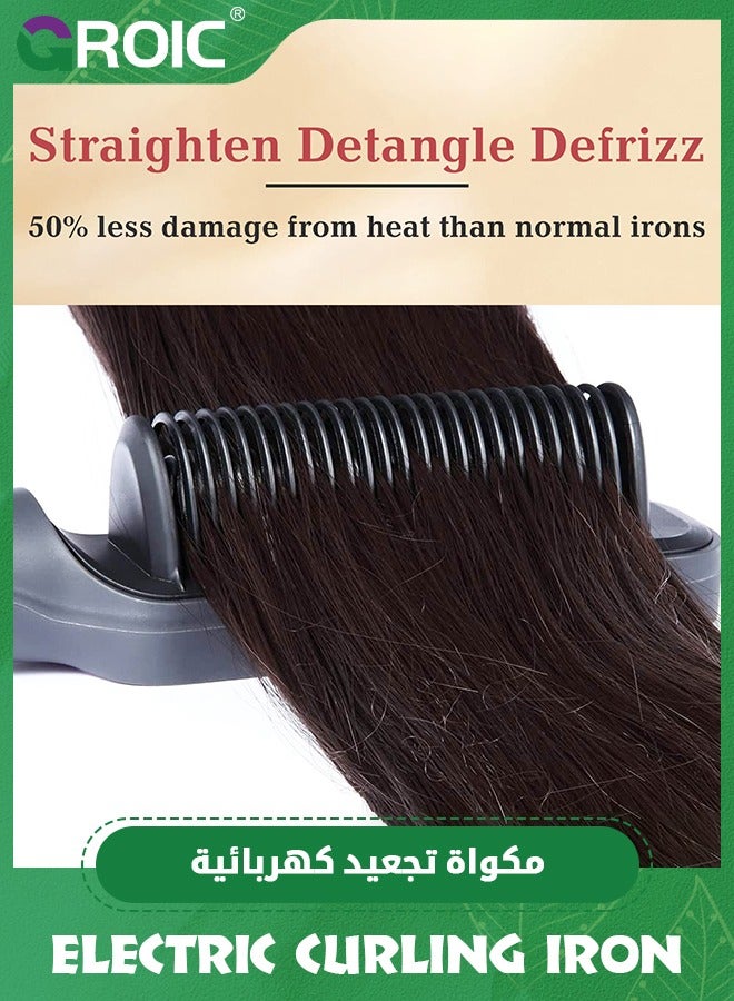 GROIC Hair Straightener Brush, Straightening Comb with Negative Ions, 10s Heat-up, Dual Voltage, LED Display, Ceramic Hot Comb Hair Brush Straightener for Women - Image 5