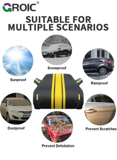 GROIC Multi-Layers Car Cover Waterproof All Weather for Automobiles, Outdoor Full Cover Windproof, Sand proof, Rain proof, UV proof Car Covers with Reflective Strips Protection for SUV, Sedans  - Image 5