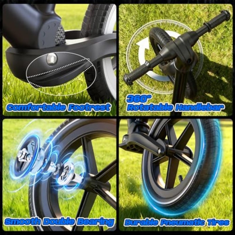 14 Inch Balance Bike for,Balance Bike with Air Rubber Tires, Adjustable Seat, Lightweight No Pedal Training Bicycle - Image 2