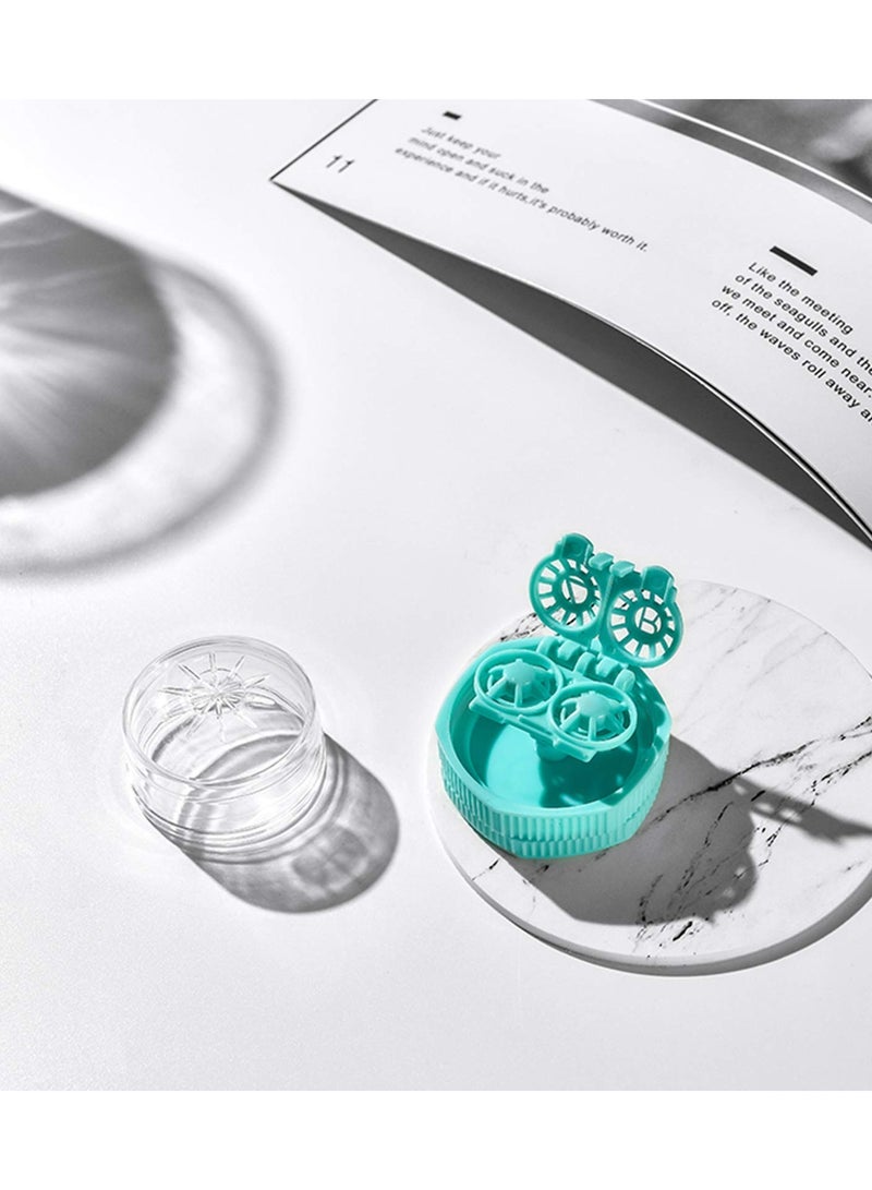 حافظة عدسات لاصقة كرتونية ساحرة، مجموعة من 2 علبة تخزين محمولة للسفر مع غسالة وطقم ملاقط (وردي وأخضر)، مثالية للعناية بالعدسات أثناء التنقل - Image 3