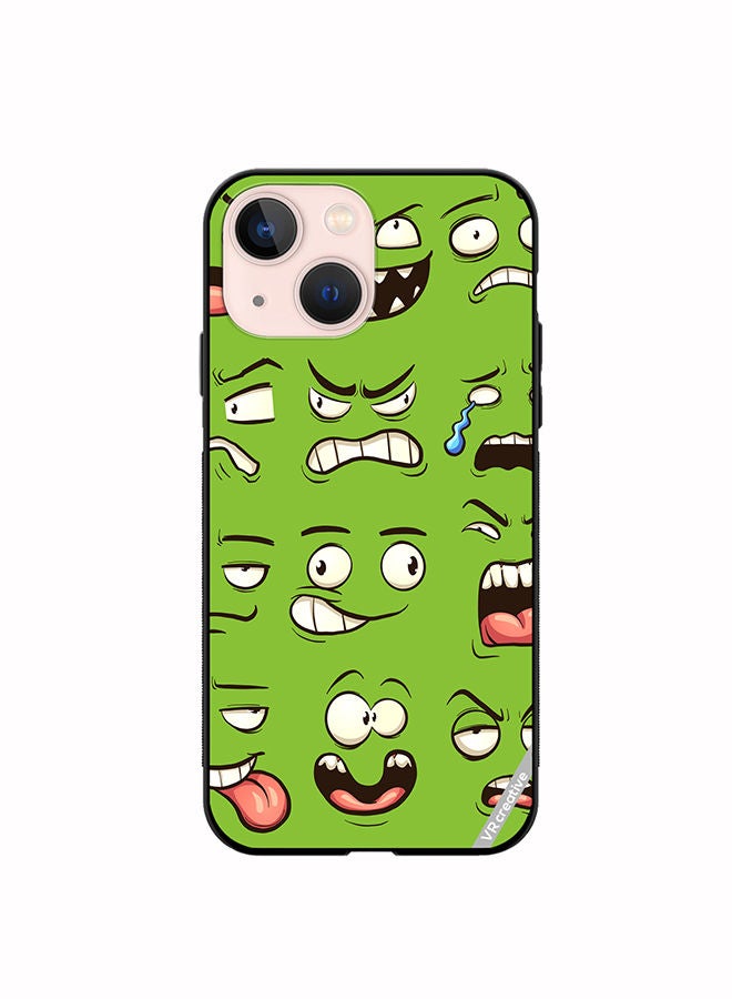 VR CREATIVE Protective Case Cover For Apple iPhone 14 Plus Green Faces Design Multicolour - Image 1