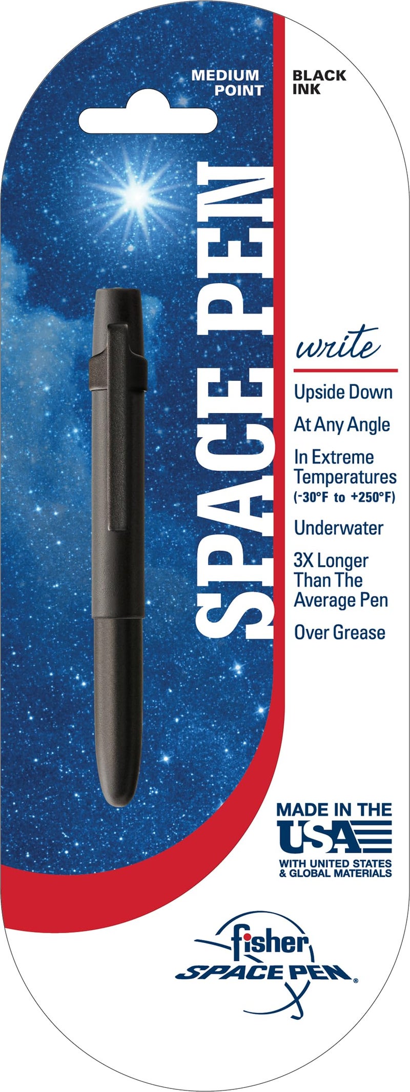 Fisher Space Pen Bullet Pen, X-Mark Flat Cap, Matte Black, Ballpoint, Black Ink, Pocket Clip - Image 2