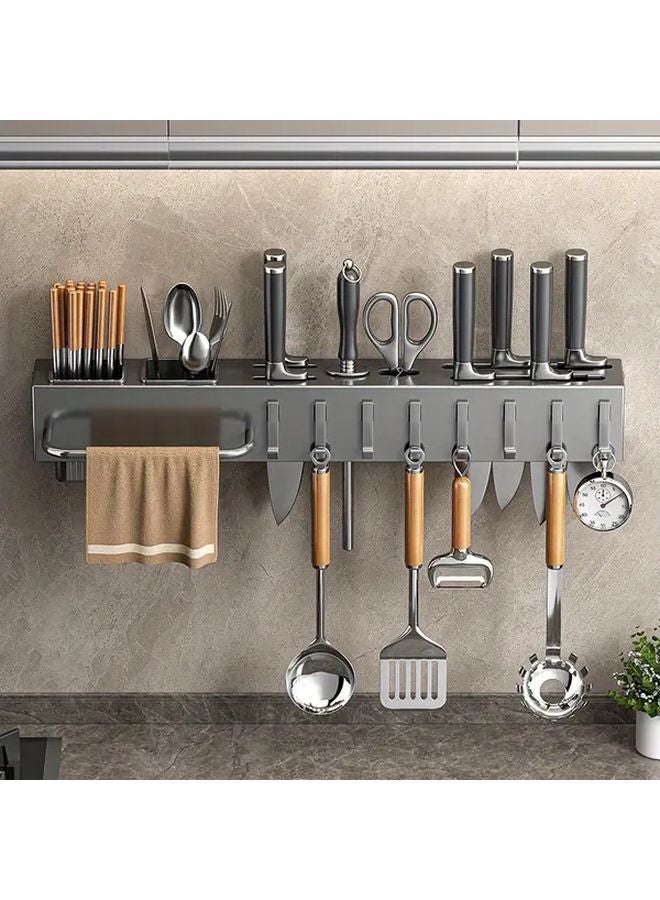 Gray 15 75 بوصة حامل أدوات مطبخ مثبت على الحائط مع خطافات ABS - Image 5