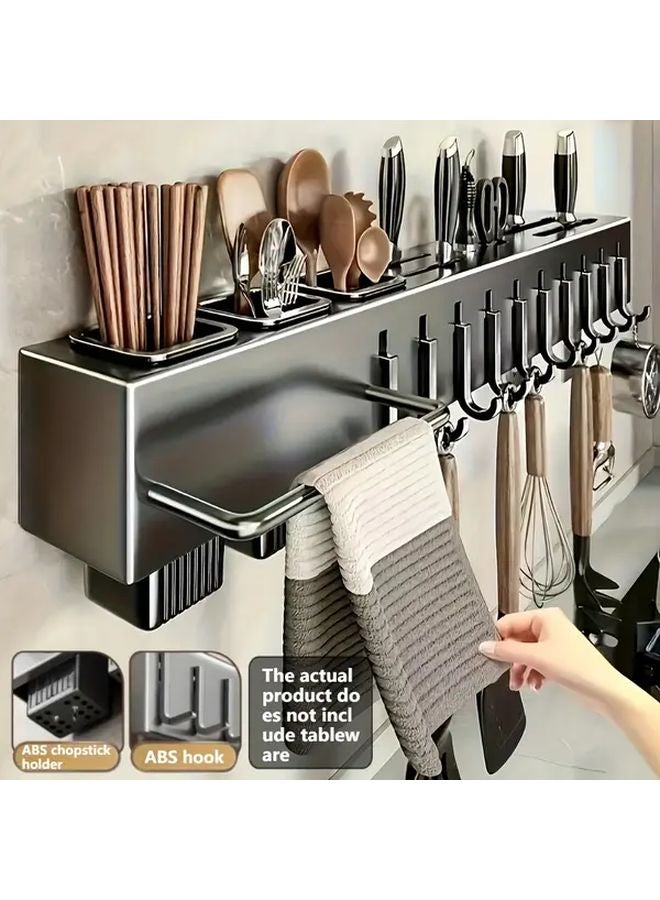 Gray 15 75 بوصة حامل أدوات مطبخ مثبت على الحائط مع خطافات ABS - Image 2