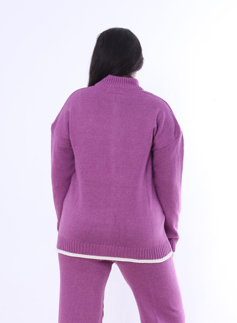 بيبو طقم جاكيت وبنطلون  مريح_موف - Image 4