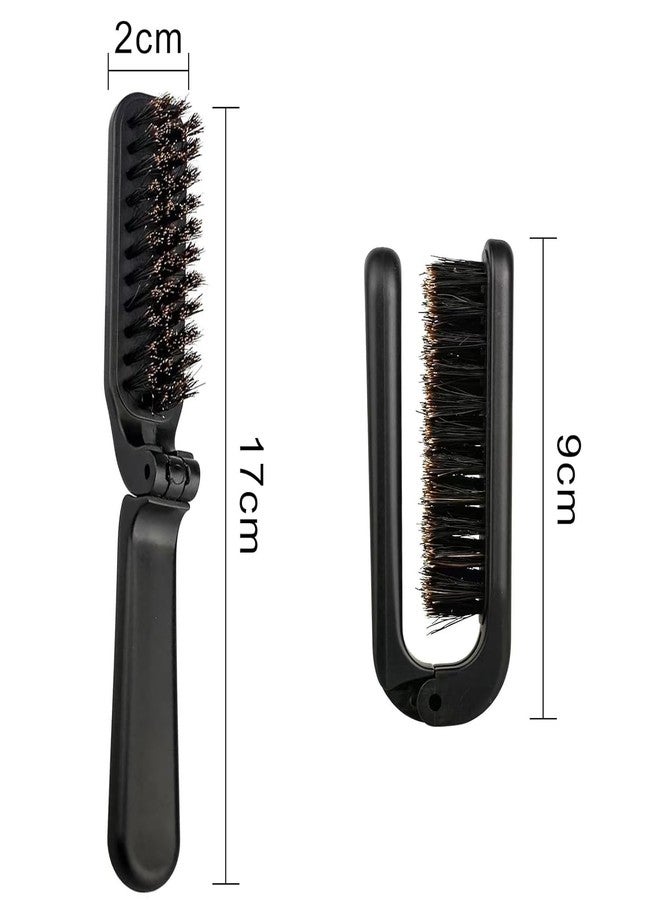 Labriciyon 1Pc Black Travel Hair Brush,Folding Boars Bristles Brush Collapsables Pockets Hairs Brush,Anti-Static Ranges Mini Hairs Brush,Portable Hair Brush for Women and Men,Hair Brushes Styling Tools - Image 3
