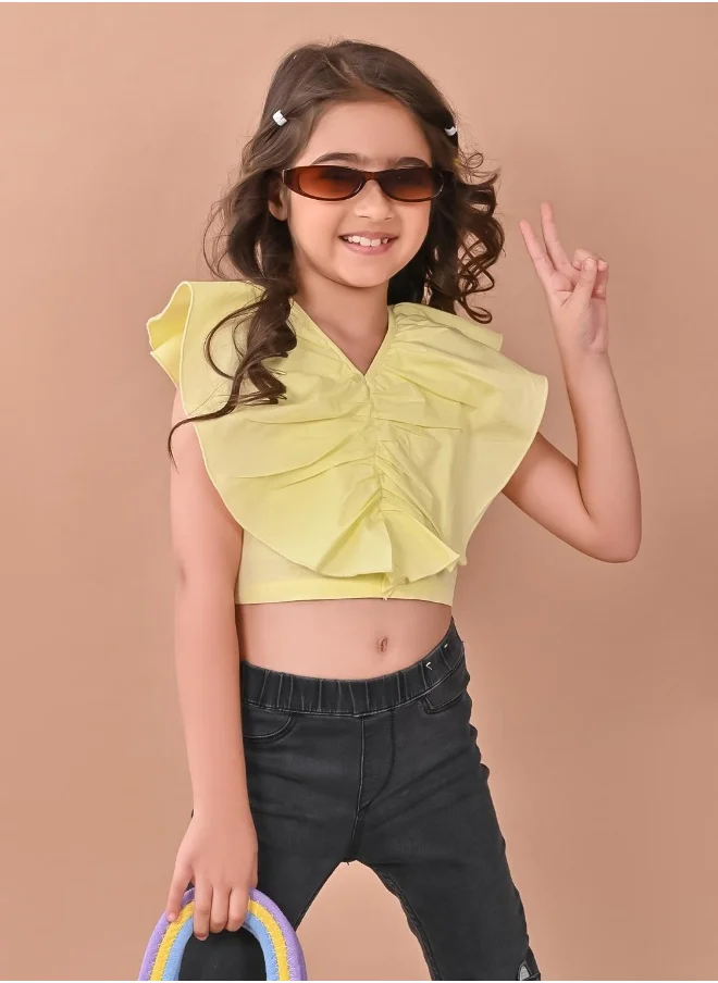 LILPICKS Yellow Crop Top for Girls
