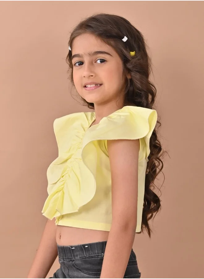 LILPICKS Yellow Crop Top for Girls