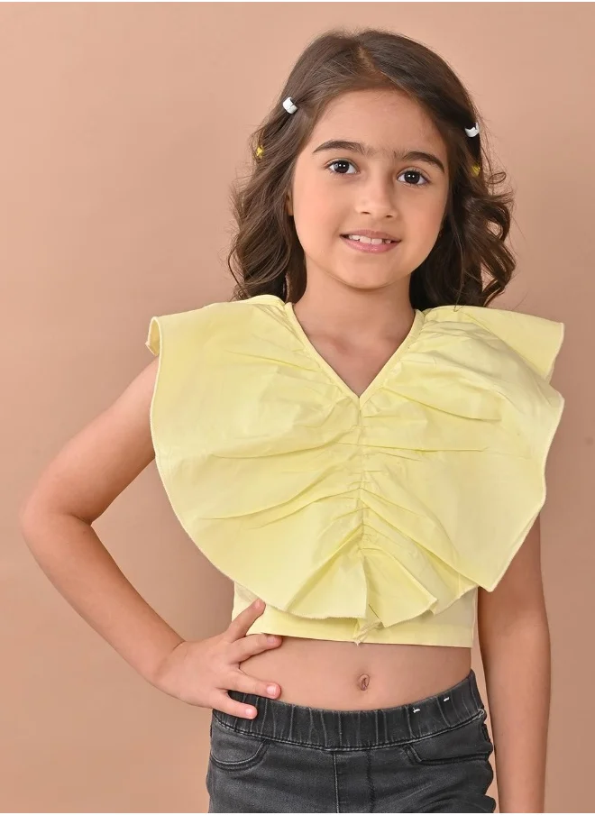 LILPICKS Yellow Crop Top for Girls