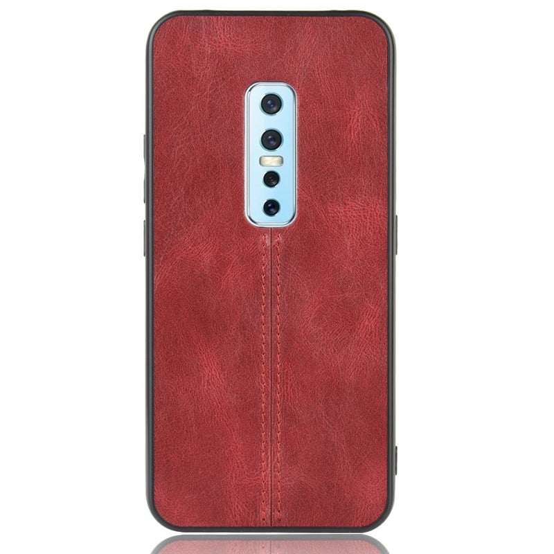HuHa Case Cover For Vivo V17 Pro Shockproof Sewing Cow Pattern Skin PC + PU + TPU Case(Red) - Image 2