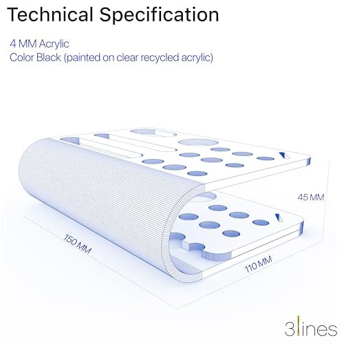 3 Lines Acrylic Tiny Twist Pen and Pencil Stationary Storage | Phone Stand | Mini Desk Organizer | Individual compartment for all the stationary | Home and Office Accessories | Black - Image 4