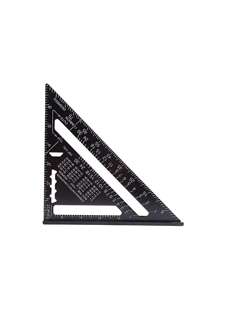 erorex Triangle Ruler, Black Square Protractor, High Precision Aluminum Alloy Triangle Ruler, Layout Measuring Tool for Engineer Carpenter Home Builders, 7 Inch (Metric and Imperial)  - Image 2