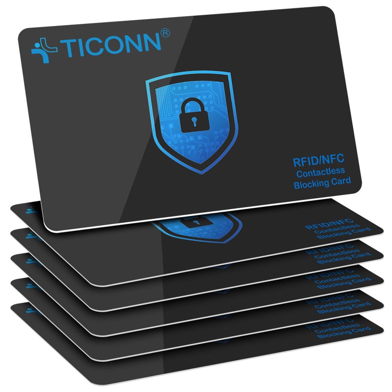 TICONN RFID Blocking Cards - 6 Pack, Premium Contactless NFC Debit Credit Card Passport Protector Blocker Set for Men & Women, Smart Slim Design Perfectly fits in Wallet/Purse (6) - Image 1