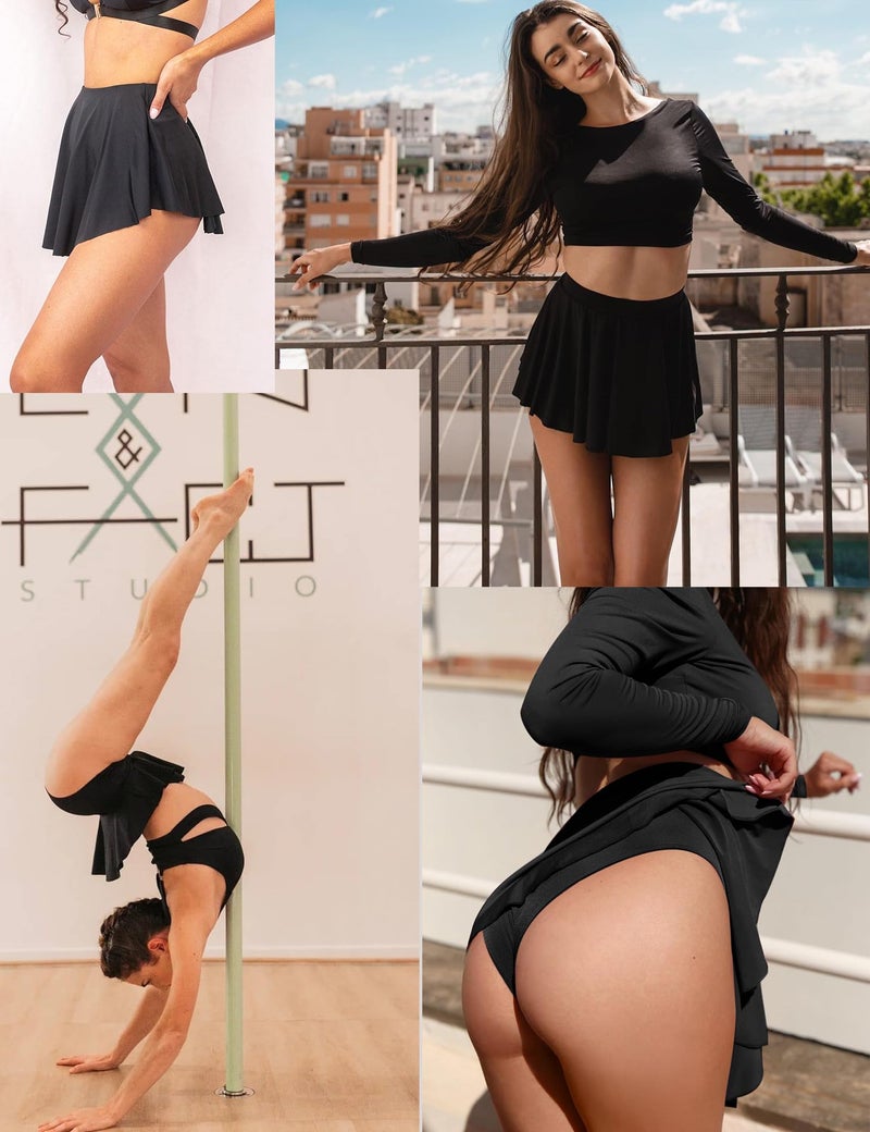 BZB Black Mini Skirt Skirts for Women Trendy Summer Workout Butterfly Shorts Sexy Dance Pole Rave Outfit Large - Image 2