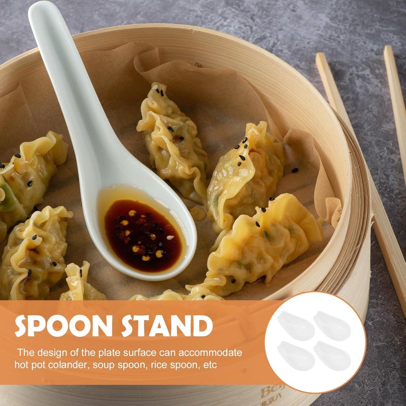 Ceramic Spoon Rests 4pcs White Spoon Stand Ladle Holder Kitchen Gadgets Stove Top Utensil Rack for Home Restaurant Dining - Image 5