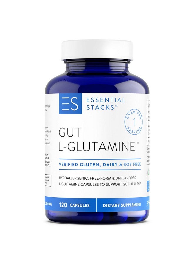 Essential Stacks Gut Lglutamine Capsules 1000Mg (Made In Usa) Gluten Dairy & Soy Free Nongmo L Glutamine For Gut Health 60 Serves (120 Caps) - Image 1
