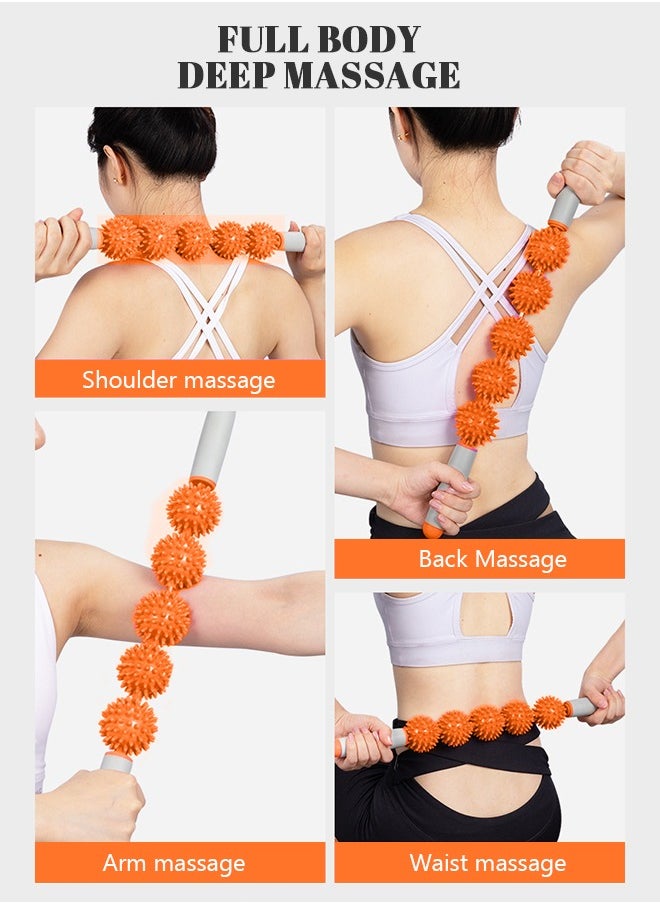 GROIC Yoga Fascia Muscle Roller - Cellulite Massager - Fascia Roller for Cellulite and Sore Muscles - Neck, Leg, Back, Body Roller Deep Tissue Massage Stick Tools - 5 Balls Size Version  - Image 3