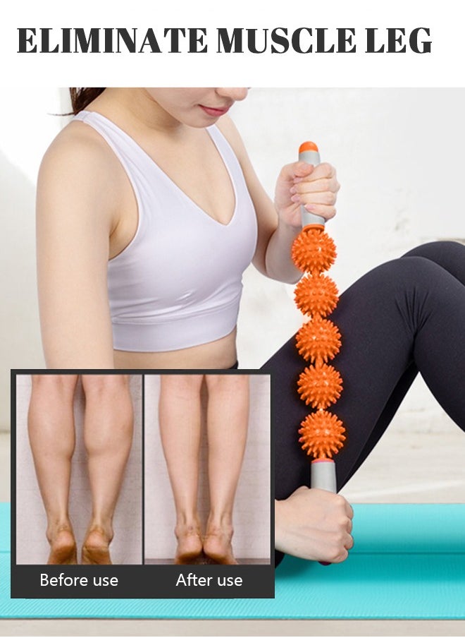 GROIC Yoga Fascia Muscle Roller - Cellulite Massager - Fascia Roller for Cellulite and Sore Muscles - Neck, Leg, Back, Body Roller Deep Tissue Massage Stick Tools - 5 Balls Size Version  - Image 4