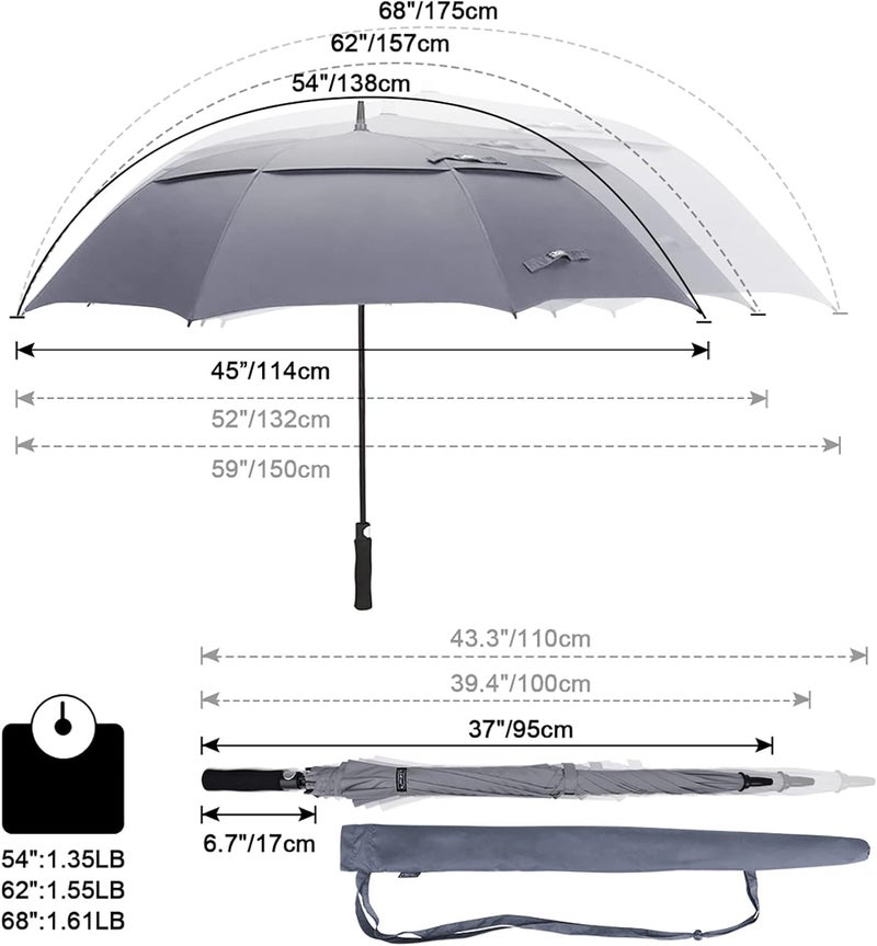 G4Free 47/54/62/68 Inch Golf Umbrella Auto Open Windproof Umbrella Double Canopy - Image 2