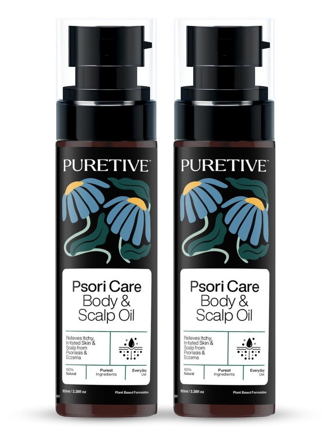 Puretive Psoricare Body & Scalp Oil I Set of 2 | Relieves Itching & Redness| Fast-Absorbing | Non-Greasy| Helps Calm Eczema, Psoriasis, Dermatitis, Very Dry Skin, Ringworm, Fungal Infections, RashesI 100% Pure & Natural | 200ml