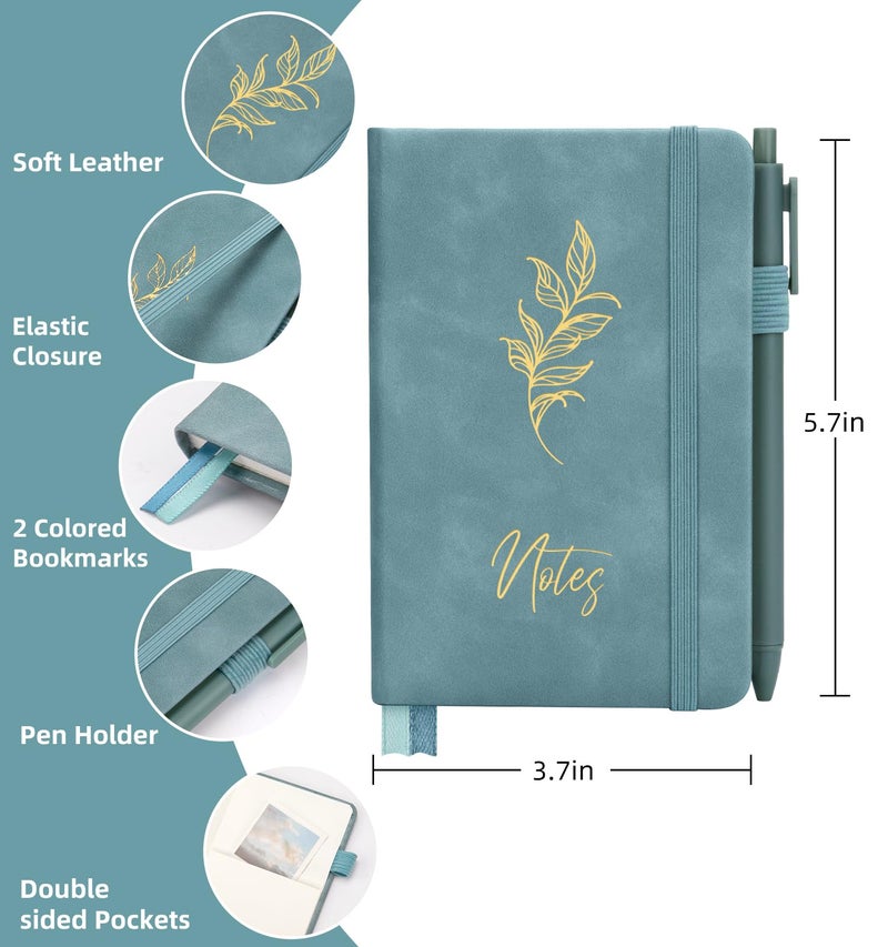 ALKALO 3 Pack Pocket Journaling Notebooks, A6 Small Notebook Total 360 Pages Journaling Notebooks For Note Taking Journals For Writing Mini Note Pads With Pen Holder 100 GSM Thick Paper(Deep Blue,Aegean Blue,Smoky Purple) - Image 2