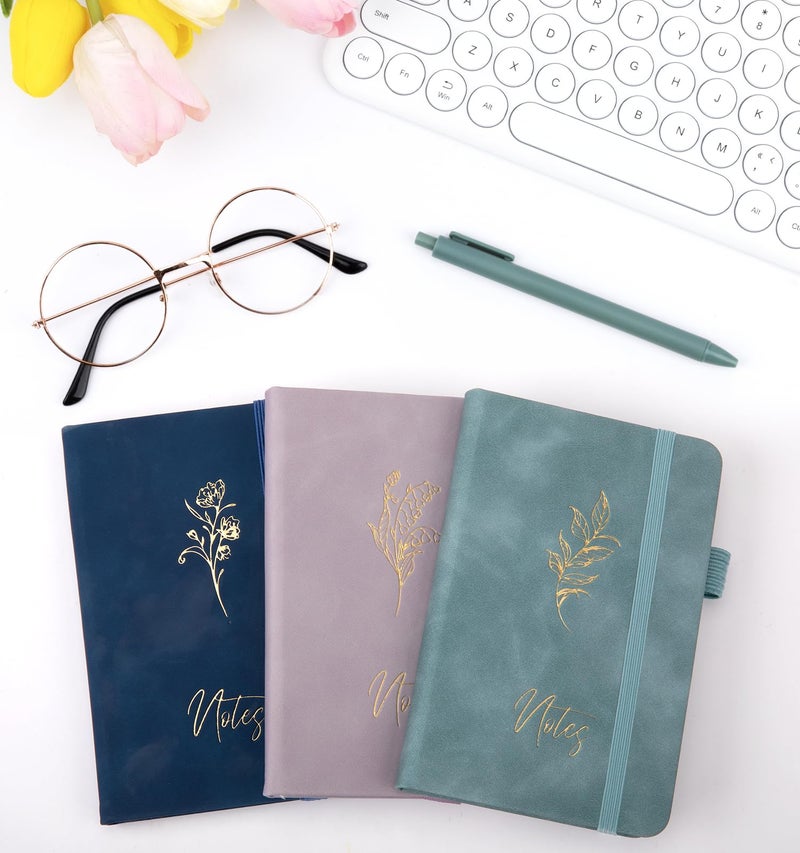 ALKALO 3 Pack Pocket Journaling Notebooks, A6 Small Notebook Total 360 Pages Journaling Notebooks For Note Taking Journals For Writing Mini Note Pads With Pen Holder 100 GSM Thick Paper(Deep Blue,Aegean Blue,Smoky Purple) - Image 5