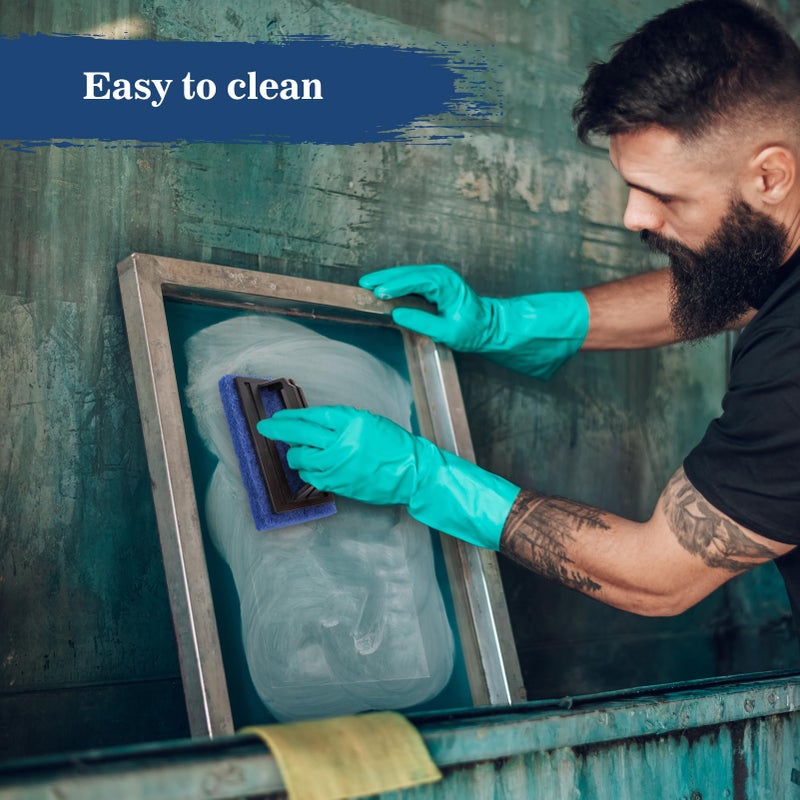 Caydo Screen Printing Scrub Pad for Cleaning Screen Frame Meshs, 3 Pack Blue Scrub Cleaner Brush, Silkscreen Ink Remover with Portable Handle - Image 5