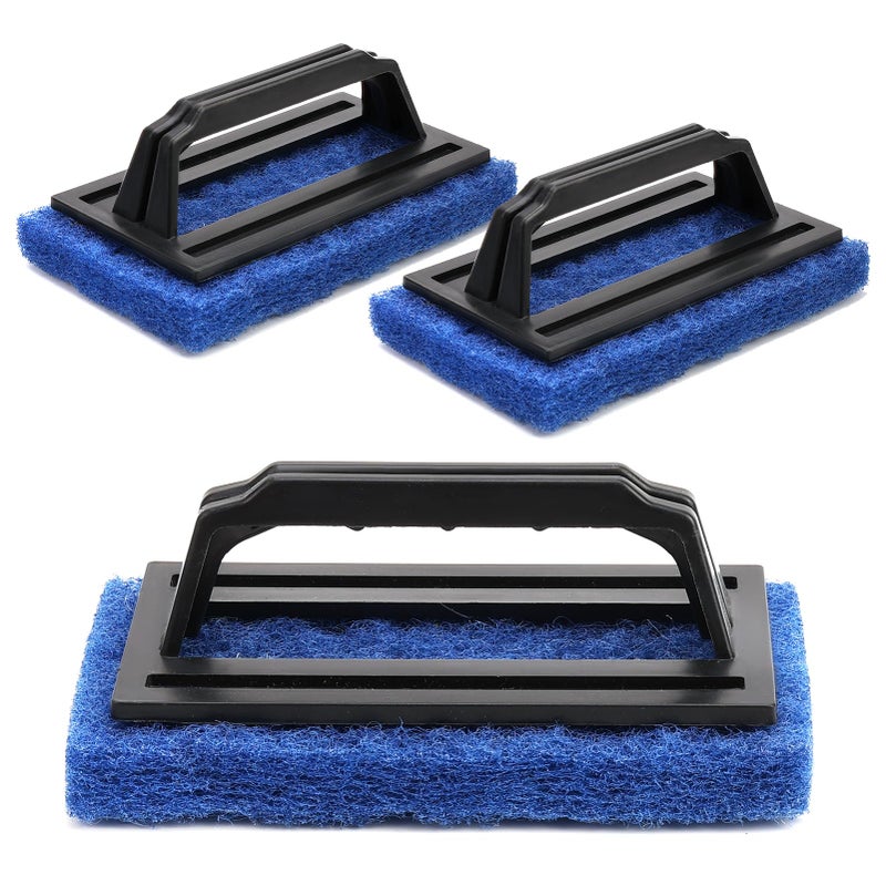 Caydo Screen Printing Scrub Pad for Cleaning Screen Frame Meshs, 3 Pack Blue Scrub Cleaner Brush, Silkscreen Ink Remover with Portable Handle - Image 1