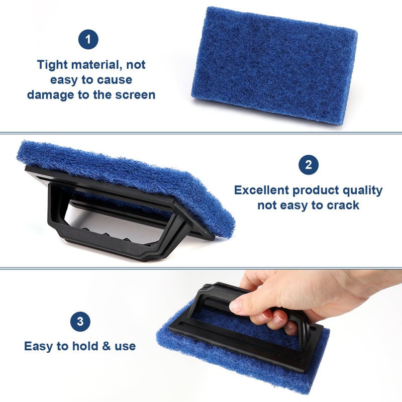 Caydo Screen Printing Scrub Pad for Cleaning Screen Frame Meshs, 3 Pack Blue Scrub Cleaner Brush, Silkscreen Ink Remover with Portable Handle - Image 3