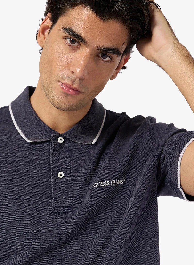 GUESS Embroidered Short Sleeve Tipping Polo Shirt
