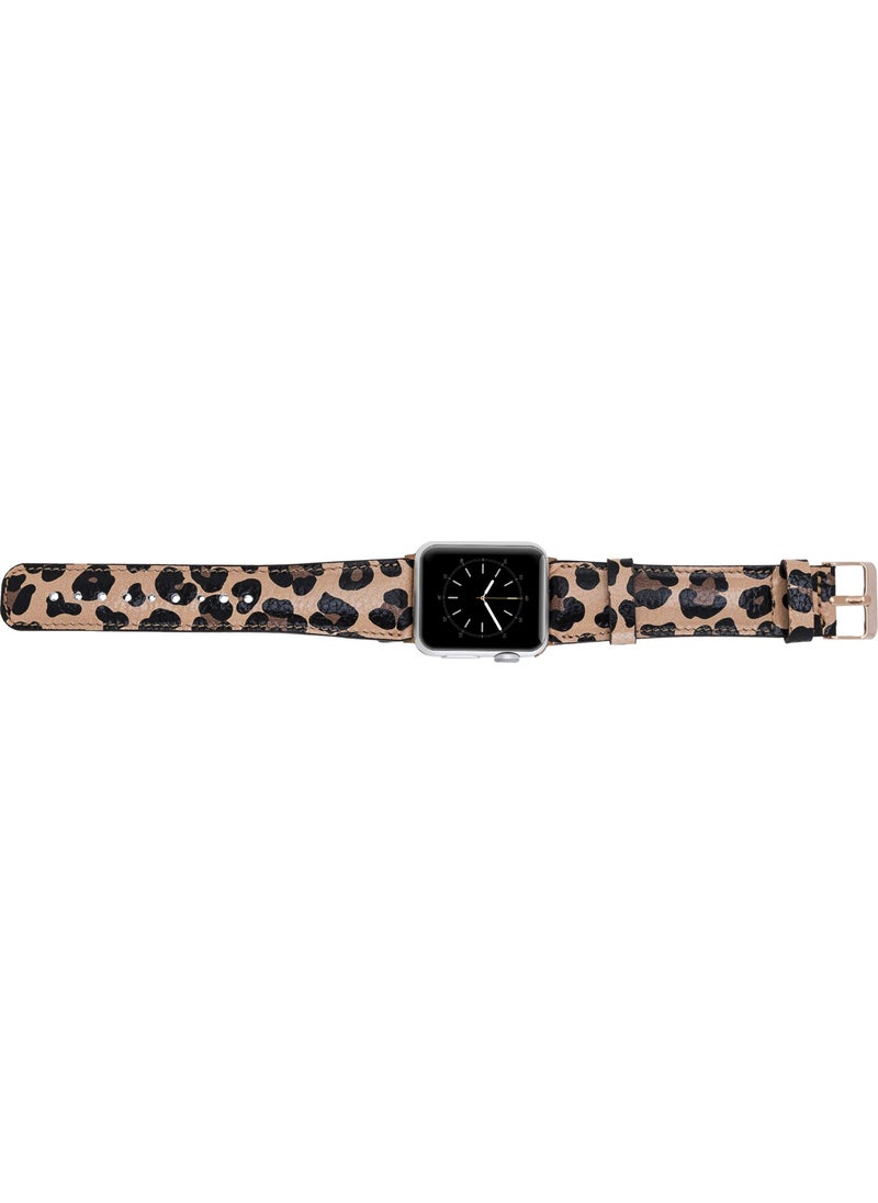 BOULETTA - Apple Watch Compatible Leather Band 42-44MM Leopard Ne - Image 1