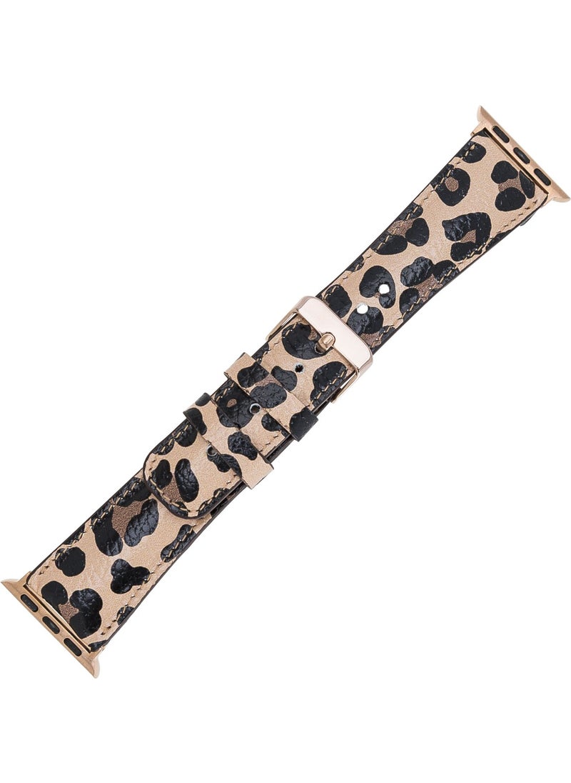 BOULETTA - Apple Watch Compatible Leather Band 42-44MM Leopard Ne - Image 1