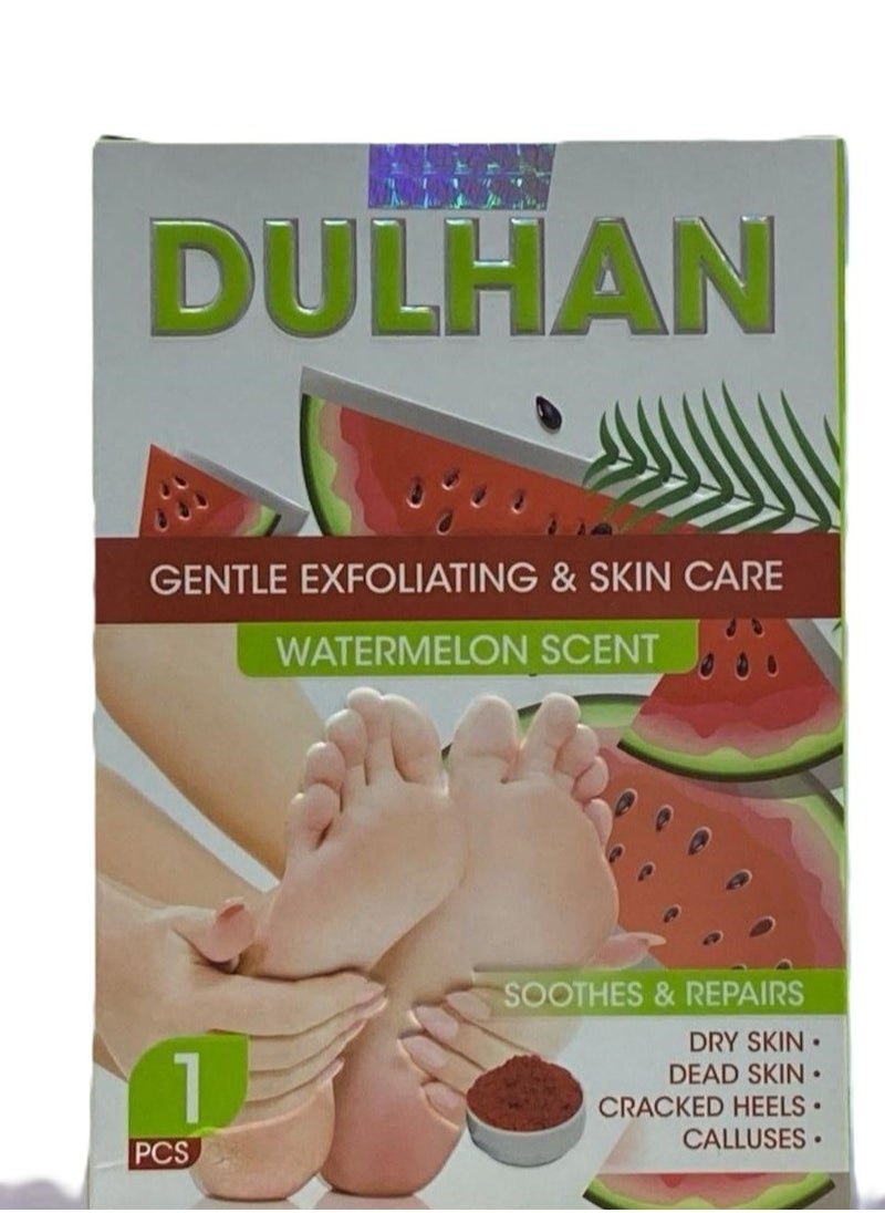 Dulhan Gentle exfoliating foot mask with watermelon scent 
