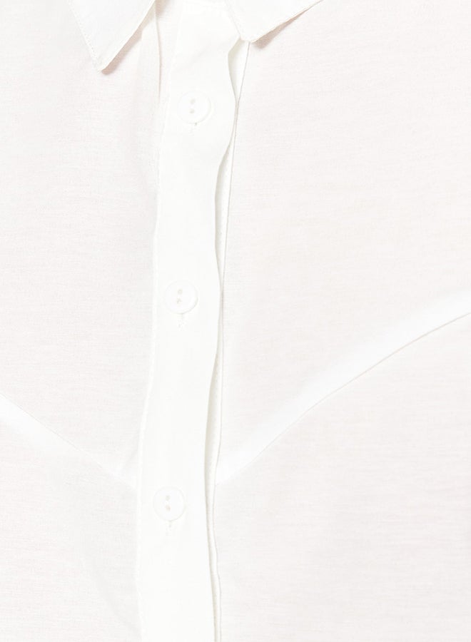 trendyol Ecru Shoulder Detailed Fitted Woven Shirt TWOSS23GO00160 - Image 4