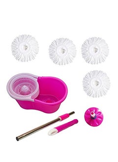 GTC GTC® 360° Spin Floor Cleaning Easy Bucket PVC Mop with Four Microfiber Heads  - Image 3