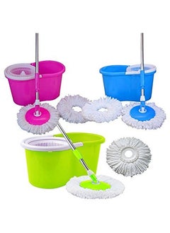 GTC GTC® 360° Spin Floor Cleaning Easy Bucket PVC Mop with Four Microfiber Heads  - Image 5