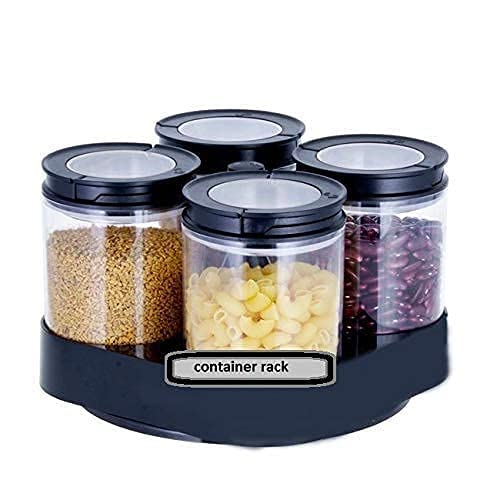Foliam 360° Revolving Festival Stand Spice Container Masala Rack Mukhvas Container Condiment Set Pickle Jar for Dining Table, Multicolored -Set of 4 (600 ml) - Image 1