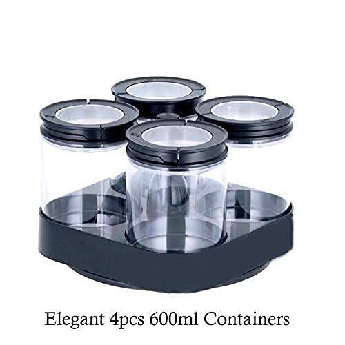 Foliam 360° Revolving Festival Stand Spice Container Masala Rack Mukhvas Container Condiment Set Pickle Jar for Dining Table, Multicolored -Set of 4 (600 ml) - Image 2