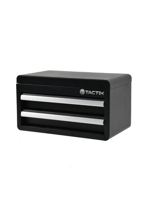 Mini 2-Drawer Rectangular Durable and Sturdy Steel Tool Box Black 15 x 15 x 27.5 cm 321190B