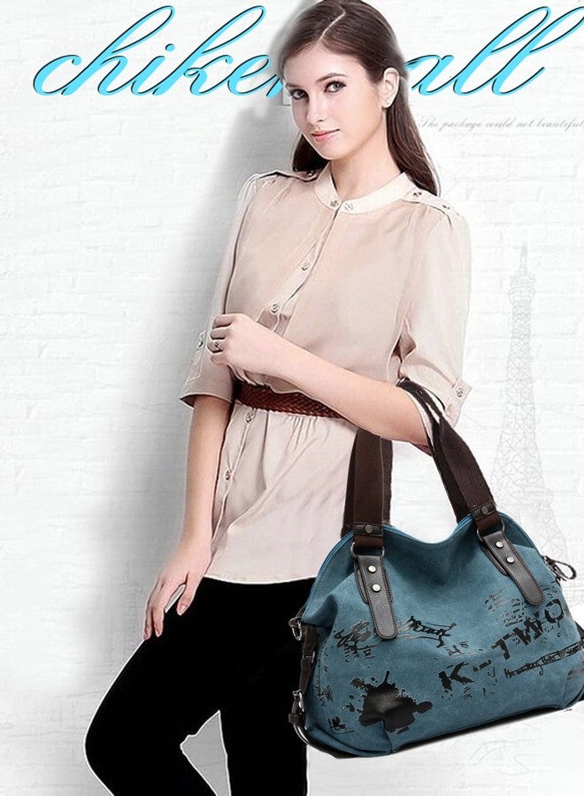 Chikencall Women Handbag Casual Vintage Hobo Canvas Daily Purse Shoulder Tote Shopper Bag - Image 2