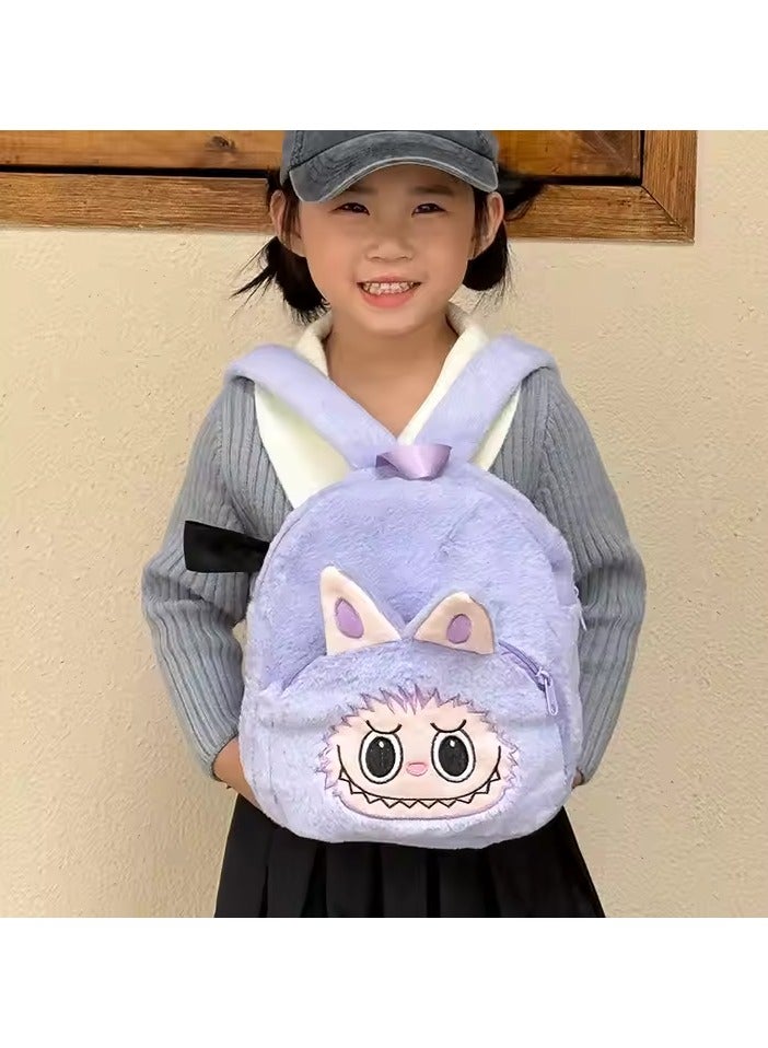 Adorable Labubu Macaron Monster Plush Backpack for Kids – Cute Cartoon 3D Kawaii Toddler Backpack, Soft & Lightweight School Bag for Boys & Girls, Adjustable Strap, Eco-Friendly Gift for Nursery, Travel & Playdates  - Image 4